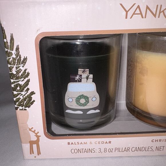Yankee 3 Candle Holiday Gift Set~Balsam Cedar~Christmas Cookie~Sparking Cinnamon - Picture 2 of 7